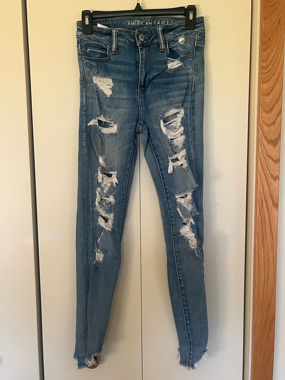 American Eagle Outfitters Women's Distressed High-Rise Skinny Jeans LAST CHANCE